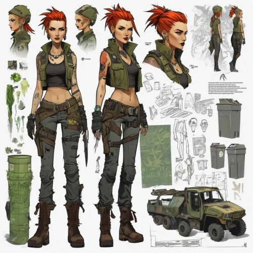 concept art,cargo pants,clary,willow,punk design,main character,biologist,clementine,park ranger,comic character,game illustration,kosmea,illustrations,combat medic,female worker,post apocalyptic,cassia,concepts,cynthia (subgenus),croft,Unique,Design,Character Design