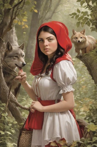 red riding hood,little red riding hood,girl with dog,red coat,woman holding pie,fantasy picture,girl picking apples,fairy tale character,girl with bread-and-butter,girl with tree,fantasy portrait,red tunic,fantasy art,children's fairy tale,mystical portrait of a girl,girl in the garden,fairy tales,pied piper,the girl's face,cat sparrow