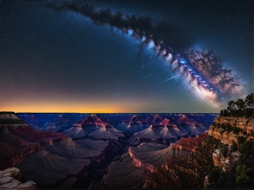 grand canyon,the milky way,astronomy,milky way,milkyway,galaxy collision,alien world,alien planet,meteor shower,natural phenomenon,planet alien sky,the universe,astronomical,geological phenomenon,zion,celestial phenomenon,space art,interstellar bow wave,natural spectacle,photomanipulation,Photography,General,Natural