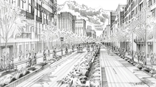 parade,mono-line line art,concept art,ski race,high-speed rail,the boulevard arjaan,ancient parade,metropolis,tokyo summer olympics,panoramical,nordic combined,conductor tracks,city highway,tram road,wonder woman city,nordic skiing,hand-drawn illustration,shibuya crossing,urban design,post-apocalyptic landscape,Design Sketch,Design Sketch,Pencil Line Art