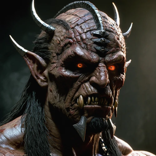 orc,krampus,devil,maul,minotaur,hag,dark elf,ork,brute,warlord,lokportrait,half orc,splitting maul,lopushok,angry man,male character,male elf,3d render,massively multiplayer online role-playing game,horned,Illustration,Realistic Fantasy,Realistic Fantasy 33