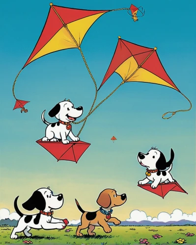 flying dogs,kites,fly a kite,sport kite,flying dog,flyball,kite flyer,dog cartoon,dog illustration,parachutes,snoopy,cover,kite climbing,hang gliding,parachuting,hot air,animal balloons,dog school,parachute fly,a collection of short stories for children,Illustration,Children,Children 02