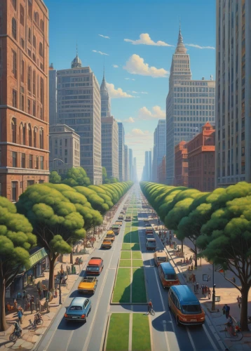 city highway,city scape,tree-lined avenue,cities,urban landscape,smart city,paved square,boulevard,city cities,city corner,tram road,urbanization,big city,city blocks,city view,business district,cityscape,urban development,urban design,city,Illustration,Realistic Fantasy,Realistic Fantasy 18