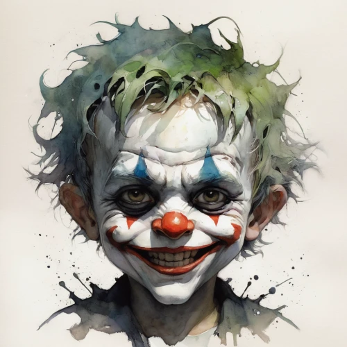 creepy clown,joker,horror clown,scary clown,clown,it,rodeo clown,ledger,ronald,trickster,clowns,jigsaw,world digital painting,juggler,saw,marionette,circus,face paint,sting,chalk drawing,Illustration,Abstract Fantasy,Abstract Fantasy 18