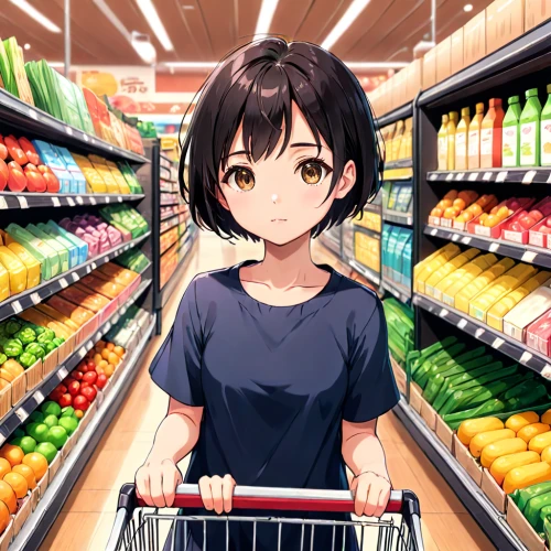 grocery,supermarket,groceries,grocery shopping,shopping icon,grocery store,produce,grocery cart,grocery basket,consumer,convenience store,shopper,shopping trolley,shopping-cart,ramune,shopping cart,grocer,shopping basket,shopping list,woman shopping,Anime,Anime,Traditional