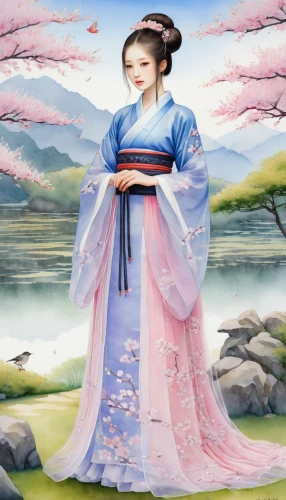 hanbok,oriental painting,oriental princess,korean culture,chinese art,geisha girl,japanese art,oriental girl,plum blossoms,korean history,japanese woman,taiwanese opera,mukimono,geisha,plum blossom,japanese culture,anime japanese clothing,kimono fabric,oriental,ao dai,Illustration,Realistic Fantasy,Realistic Fantasy 08