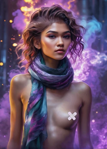 world digital painting,fantasy portrait,fantasy art,la violetta,sci fiction illustration,mystical portrait of a girl,portrait background,cyberpunk,violet,sorceress,verbena,fantasy picture,ultraviolet,digital painting,digital art,zodiac sign libra,fantasy woman,cg artwork,custom portrait,purple background