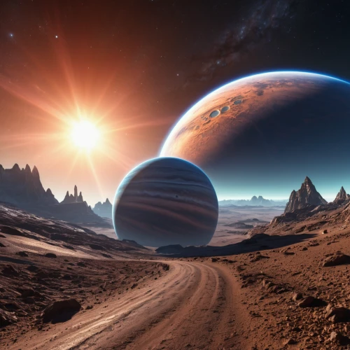 alien planet,alien world,exoplanet,futuristic landscape,gas planet,desert planet,red planet,ice planet,space art,planetary system,planet mars,planets,planet alien sky,planet,extraterrestrial life,planet eart,lunar landscape,inner planets,terraforming,astronomy,Photography,General,Realistic