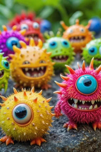 coronaviruses,urchins,smilies,three eyed monster,hedgehog heads,viruses,germs,sea urchins,multicolor faces,children's eyes,hedgehogs,corona virus,creatures,coronavirus masks,christmastree worms,pushpins,coronavirus,caterpillars,spores,monsters