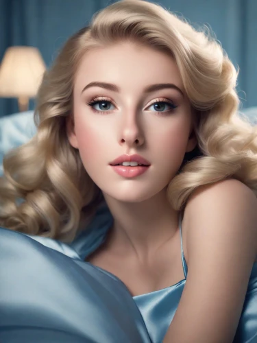 elsa,woman on bed,marylyn monroe - female,blue pillow,girl in bed,blonde woman,realdoll,marylin monroe,blond girl,women's cosmetics,blonde girl,young woman,retouching,cinderella,romantic look,romantic portrait,beautiful young woman,world digital painting,gena rolands-hollywood,marilyn,Photography,Commercial