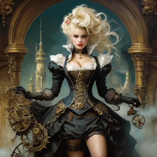 gothic portrait,gothic fashion,fantasy art,gothic woman,steampunk,fantasy portrait,fantasy picture,gothic style,fairy tale character,fantasy woman,victorian lady,sorceress,gothic,clockmaker,victorian style,fantasy girl,heroic fantasy,celtic queen,the enchantress,gothic dress,Illustration,Realistic Fantasy,Realistic Fantasy 16