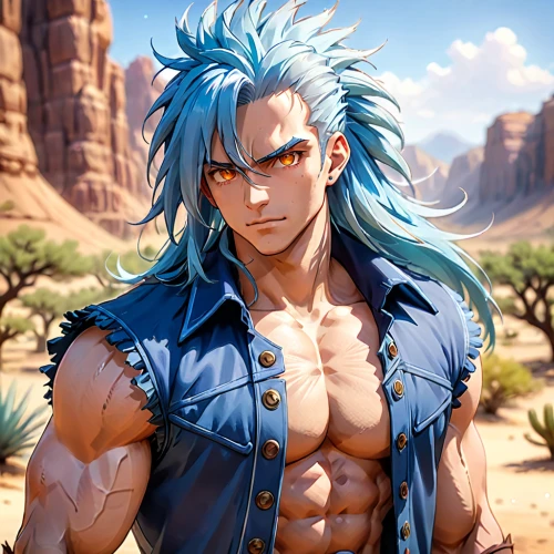 desert background,trunks,male character,adonis,muscle icon,capture desert,franky,neptune,joseph,rein,portrait background,blue snake,denim background,farm background,kurai steppe,edge muscle,male elf,butler,landscape background,blue tiger,Anime,Anime,Traditional