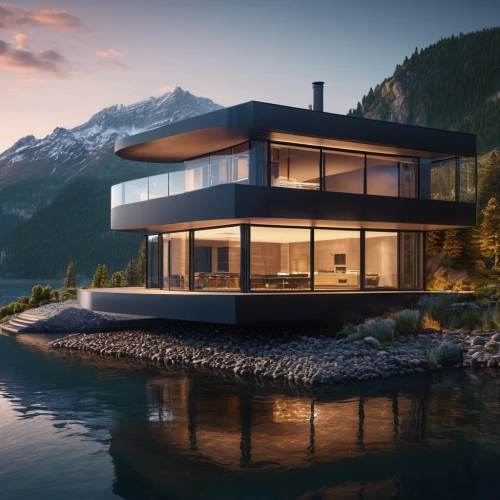 house by the water,house with lake,modern house,house in the mountains,house in mountains,cubic house,modern architecture,floating huts,luxury property,3d rendering,beautiful home,lago grey,luxury real estate,dunes house,cube stilt houses,luxury home,houseboat,swiss house,render,the cabin in the mountains,Photography,General,Sci-Fi