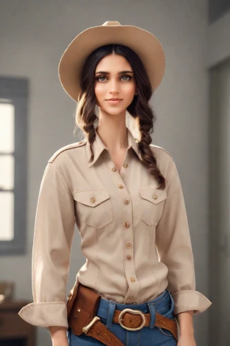 cowgirl,sheriff,park ranger,countrygirl,country dress,the hat-female,brown hat,cowboy hat,lady medic,western,librarian,policewoman,woman holding gun,holding a gun,cowgirls,western riding,pilgrim,nurse uniform,stetson,girl with a gun,Photography,Cinematic