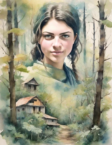 khokhloma painting,girl with tree,lori,photo painting,oil painting,world digital painting,portrait of a girl,mystical portrait of a girl,klyuchevskaya sopka,isabel,girl in the garden,lori mountain,young woman,bucegi,oil painting on canvas,samara,girl portrait,girl in a historic way,romantic portrait,the girl's face,Digital Art,Watercolor