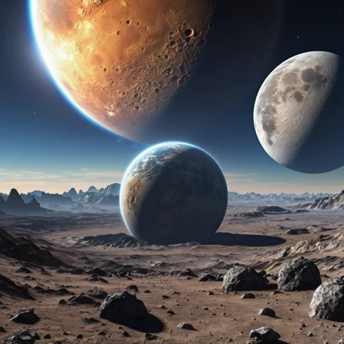 galilean moons,lunar landscape,alien planet,moon valley,planetary system,exoplanet,planet mars,red planet,inner planets,alien world,planets,valley of the moon,space art,mission to mars,desert planet,binary system,io centers,terraforming,celestial bodies,moonscape,Photography,General,Realistic