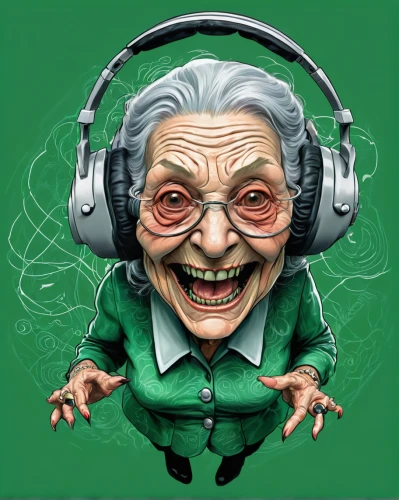 audiophile,audio player,disc jockey,listening to music,spotify logo,old elektrolok,music player,elderly lady,disk jockey,music on your smartphone,elderly person,old person,electronic music,stereophonic sound,spotify icon,music,pensioner,old age,audio engineer,old woman,Illustration,Realistic Fantasy,Realistic Fantasy 47