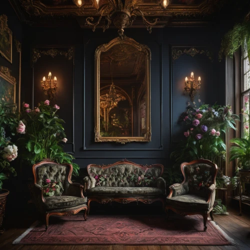ornate room,rococo,sitting room,victorian style,victorian,interiors,napoleon iii style,chaise lounge,floral chair,blue room,bach flower therapy,the victorian era,royal interior,the living room of a photographer,interior decor,danish room,stately home,luxury decay,decor,antique furniture,Photography,General,Fantasy