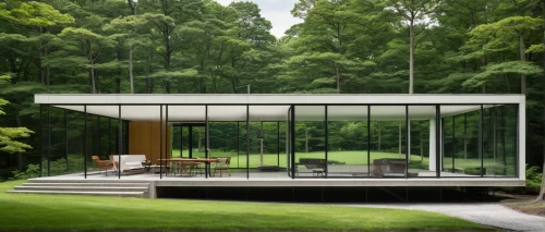 mirror house,house in the forest,cubic house,frame house,mid century house,glass facade,structural glass,modern house,glass wall,mid century modern,cube house,glass panes,archidaily,modern architecture,summer house,ruhl house,timber house,interior modern design,residential house,private house,Illustration,Japanese style,Japanese Style 05