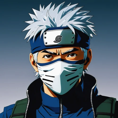 kakashi hatake,naruto,shinobi,ninja,edit icon,bandana background,ikayaki,iaijutsu,sensei,cartoon ninja,shinkiari,jin deui,2d,vector art,soundcloud icon,ninjutsu,shimada,saji,yukio,surgical mask,Illustration,Japanese style,Japanese Style 05