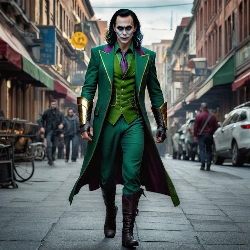 green goblin,loki,riddler,joker,wicked,count,lokdepot,lokportrait,costume design,with the mask,cosplay image,green jacket,patrol,without the mask,trickster,supervillain,frock coat,green,dracula,overcoat,Photography,General,Realistic
