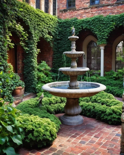 courtyard,monastery garden,inside courtyard,fountain lawn,the garden society of gothenburg,floor fountain,cloister,maximilian fountain,august fountain,ornamental shrubs,decorative fountains,gardens,the garden,garden of the fountain,secret garden of venus,garden of plants,old fountain,homes for sale in hoboken nj,water feature,patio,Illustration,American Style,American Style 08