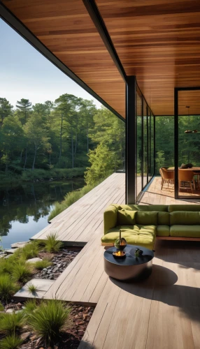 wooden decking,wood deck,green living,decking,roof landscape,outdoor sofa,mid century house,summer house,wooden planks,grass roof,timber house,dunes house,corten steel,house by the water,outdoor furniture,chaise lounge,porch swing,house in the forest,wooden floor,natural wood,Illustration,Paper based,Paper Based 15