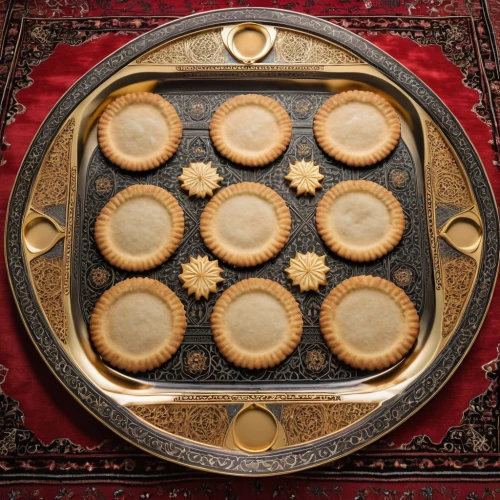 decorative plate,cupcake tray,serving tray,tartlet,wooden plate,mince pies,water lily plate,mince pie,mooncake festival,tourtière,moon cake,cake stand,diwali sweets,khinkali,pizzelle,mooncakes,bell plate,bánh bao,muffin tin,mooncake,Photography,General,Realistic