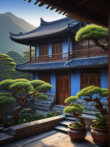 asian architecture,chinese architecture,hanok,roof landscape,yunnan,japanese architecture,chinese temple,terraced,oriental painting,buddhist temple,oriental,ryokan,south korea,junshan yinzhen,chinese style,traditional house,home landscape,zen garden,chinese art,the golden pavilion,Conceptual Art,Sci-Fi,Sci-Fi 21