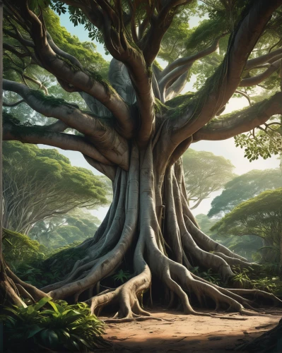 rosewood tree,tree of life,celtic tree,flourishing tree,ficus,tropical tree,dragon tree,bodhi tree,the roots of trees,magic tree,forest tree,robert duncanson,fig tree,tree canopy,sacred fig,roots,world digital painting,tree grove,the branches of the tree,a tree,Unique,Design,Character Design