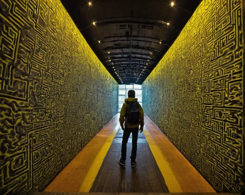 gold wall,yellow wall,corridor,yellow brick wall,hallway,keith haring,bronze wall,wall tunnel,anechoic,hall of the fallen,train station passage,passage,vanishing point,underpass,yellow wallpaper,carved wall,hall of nations,canal tunnel,royal tombs,art gallery,Conceptual Art,Daily,Daily 05