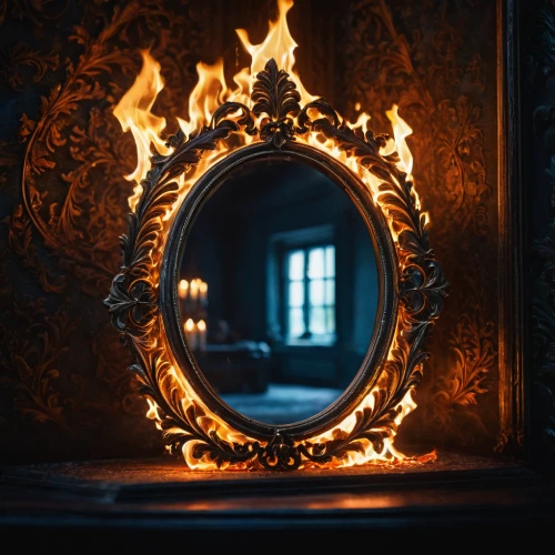 fire screen,mirror frame,door to hell,fireplaces,magic mirror,fire ring,fire in fireplace,fire background,wood mirror,fireplace,makeup mirror,burning house,mirror of souls,the mirror,decorative frame,the conflagration,open flames,fire place,fire heart,fire-eater,Photography,General,Fantasy
