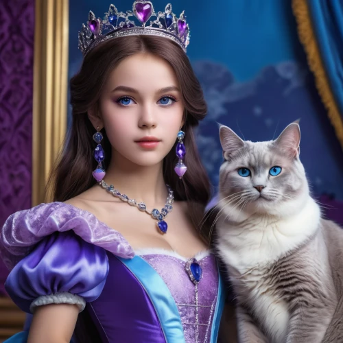 princess sofia,cat with blue eyes,blue eyes cat,chartreux,prince and princess,cinderella,royal,princesses,cat image,elsa,children's fairy tale,alice in wonderland,cat,alice,regal,princess,cat european,two cats,the cat and the,birman,Photography,General,Realistic