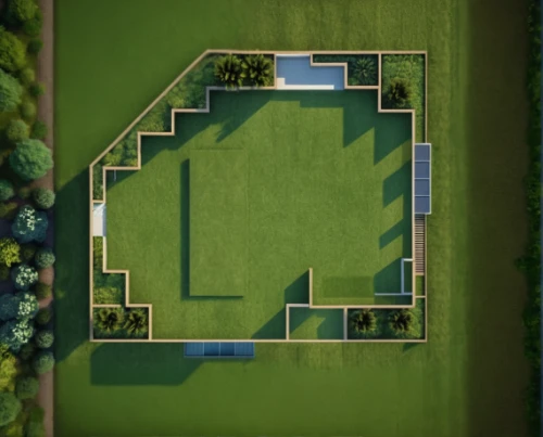 moated castle,large home,stately home,country estate,garden elevation,bird's-eye view,house with lake,private estate,house shape,view from above,aerial landscape,soccer field,aerial shot,house drawing,golf lawn,villa,grass roof,landscape plan,from above,the center of symmetry