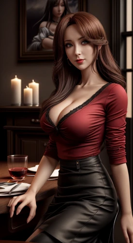 vampire woman,vampire lady,businesswoman,game illustration,business woman,barmaid,salesgirl,woman at cafe,bussiness woman,femme fatale,romantic portrait,lady in red,vesper,secretary,seamstress,woman sitting,private investigator,gothic portrait,a charming woman,gothic woman