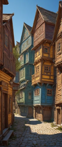 wooden houses,half-timbered houses,escher village,townhouses,alpine village,blocks of houses,medieval town,knight village,aurora village,medieval street,hanging houses,mountain settlement,popeye village,wooden construction,deadwood,stilt houses,bogart village,row of houses,mountain village,chalets,Illustration,Black and White,Black and White 28