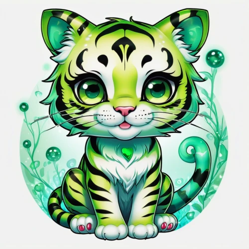 asian tiger,glass painting,tiger cat,tigerle,bengal cat,tiger,bengal,felidae,cat vector,green bubbles,a tiger,tiger png,patrol,cartoon cat,wild cat,animal stickers,feline,endangered,on a transparent background,bengalenuhu,Illustration,Abstract Fantasy,Abstract Fantasy 10