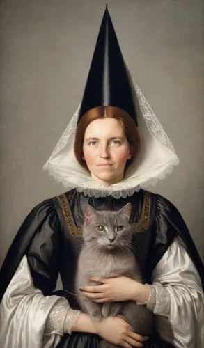 napoleon cat,gothic portrait,portrait of a girl,portrait of a woman,cat portrait,woman holding pie,calico cat,girl with cloth,conical hat,the hat of the woman,portrait of christi,girl with cereal bowl,cat sparrow,child portrait,girl with dog,cat image,girl in cloth,cat european,woman's hat,girl with a dolphin,Photography,Natural