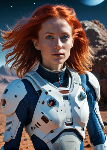 valerian,digital compositing,spacesuit,andromeda,cg artwork,asuka langley soryu,space-suit,shepard,sci fiction illustration,cinema 4d,cgi,space suit,maci,redheads,sci fi,orange,nova,red-haired,symetra,io