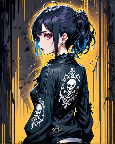 jacket,jean jacket,denim jacket,piko,denim background,portrait background,goth,nico,punk design,edit icon,punk,yukio,undead,persona,transparent background,goth woman,crow queen,wiz,anime japanese clothing,bandana background,Anime,Anime,Realistic