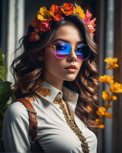 beautiful girl with flowers,girl in flowers,vintage floral,colorful floral,floral with cappuccino,retro flowers,color glasses,flower background,flower garland,floral background,boho,floral wreath,portrait photography,floral frame,sun glasses,fashion vector,sunglasses,aviator sunglass,floral,vintage flowers,Photography,Artistic Photography,Artistic Photography 08