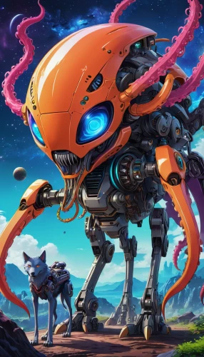 cg artwork,cuthulu,mecha,crab violinist,argus,mech,game illustration,bolt-004,apiarium,sci fiction illustration,alien warrior,cynorhodon,wiz,coral guardian,exoskeleton,skordalia,scifi,nautilus,crab 1,bot,Illustration,Japanese style,Japanese Style 03