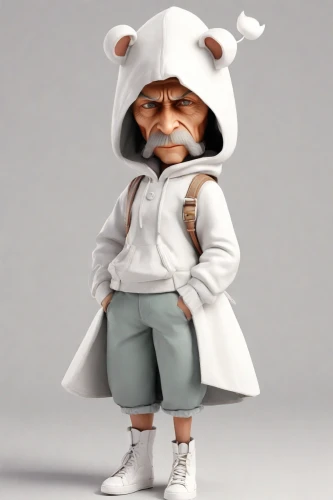 monchhichi,pubg mascot,3d figure,geppetto,smurf figure,game figure,actionfigure,eskimo,wolf in sheep's clothing,chef,chef hat,gnome,mini e,gandhi,miniature figure,albert einstein,3d model,white bear,bapu,studio ghibli,Digital Art,3D