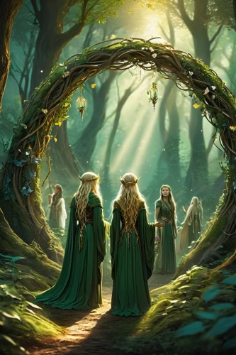 elven forest,druid grove,druids,jrr tolkien,celtic woman,elves,three wise men,the dark hedges,the three wise men,fantasy picture,celtic tree,fairy forest,forest path,hanging elves,green forest,the mystical path,hobbiton,fairytale forest,holy forest,elves flight,Conceptual Art,Fantasy,Fantasy 02
