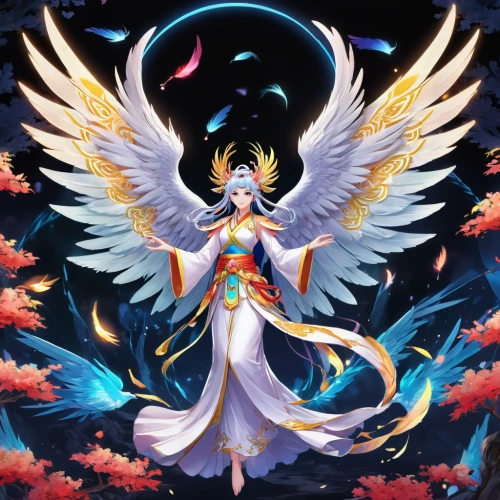 garuda,fire angel,goddess of justice,celestial event,uriel,archangel,fairy galaxy,angel wing,phoenix,pegasus,angelology,angel girl,baroque angel,business angel,zodiac sign libra,celestial chrysanthemum,dove of peace,constellation swan,angel,star mother,Illustration,Japanese style,Japanese Style 03