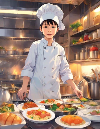 chef,chef's uniform,teppanyaki,cooking book cover,izakaya,asian cuisine,food and cooking,chef hat,men chef,hot pot,korean cuisine,chef hats,vietnamese cuisine,cooking,cooking show,cookery,cooking vegetables,alibaba,cuisine,chef's hat,Digital Art,Anime