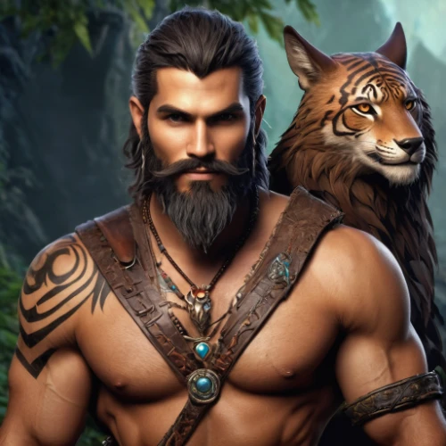 barbarian,male character,forest king lion,leopard's bane,tarzan,zodiac sign leo,minotaur,hercules,warrior and orc,massively multiplayer online role-playing game,argan,guards of the canyon,biblical narrative characters,scar,lion father,grog,wolf couple,felidae,mergus,chestnut tiger