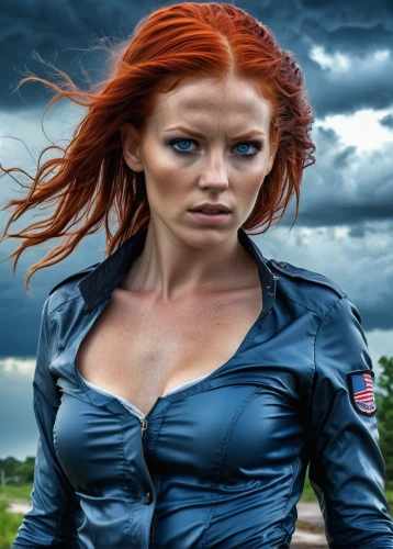woman fire fighter,photoshop manipulation,digital compositing,hard woman,redheads,red-haired,red head,strong woman,fantasy woman,redhair,image manipulation,redheaded,policewoman,female warrior,femme fatale,black widow,strong women,barb wire,mystique,renegade