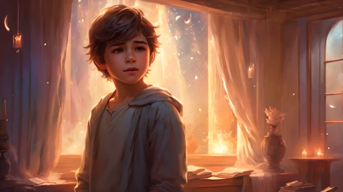cg artwork,boy praying,fantasy portrait,dandelion hall,world digital painting,mystical portrait of a girl,candlemaker,sci fiction illustration,rapunzel,child with a book,digital painting,joan of arc,games of light,game illustration,fairy tale character,newt,fable,pixie,cinderella,eleven,Illustration,Realistic Fantasy,Realistic Fantasy 01