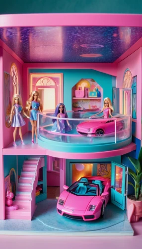 pink car,doll house,car salon,3d car wallpaper,3d fantasy,garage,dollhouse,the little girl's room,kids room,barbie,drive in restaurant,bobby-car,toy cars,diorama,toy car,lego pastel,car showroom,toy store,doll kitchen,car boutique,Illustration,Realistic Fantasy,Realistic Fantasy 20